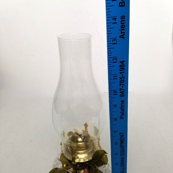 Vintage Lamplight Farms Glass Oil Lamp Hurricane Chimney Brass Burner Decor - Picture 10 of 11
